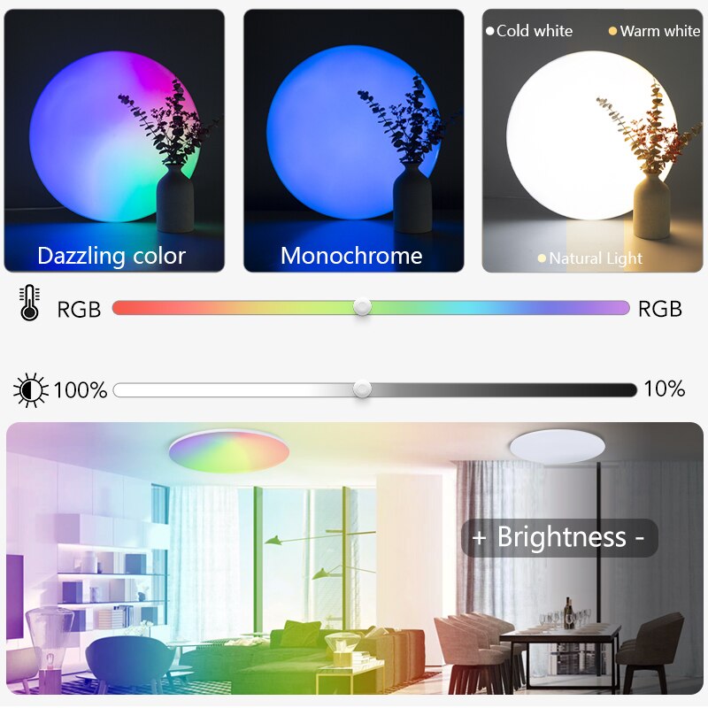 Smart Ceiling Light, RGB CCT APP Control, Ambient Light, For Bedroom, Home Decor