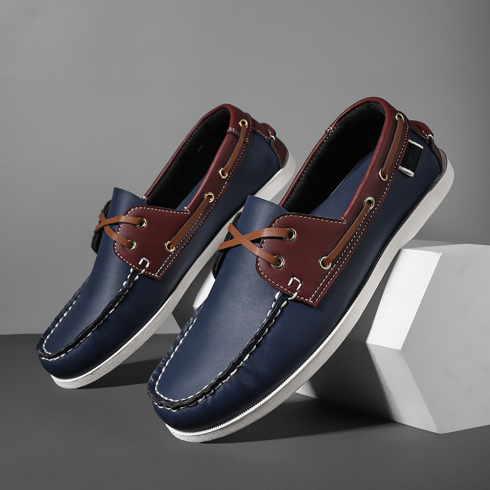 Slip On Mens Trendy Apron Toe Loafers, Comfortable Non Slip Shoes for Outdoor Travel & Casual Spring Summer Wear