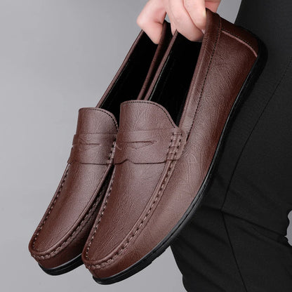Luxury Genuine Leather Men Casual Shoes Breathable Formal Dress Loafers  SlipOn Boat Shoes For Styl 1