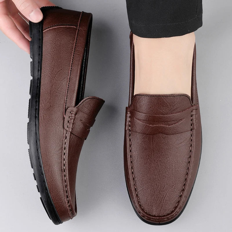 Luxury Genuine Leather Men Casual Shoes Breathable Formal Dress Loafers  SlipOn Boat Shoes For Styl 5