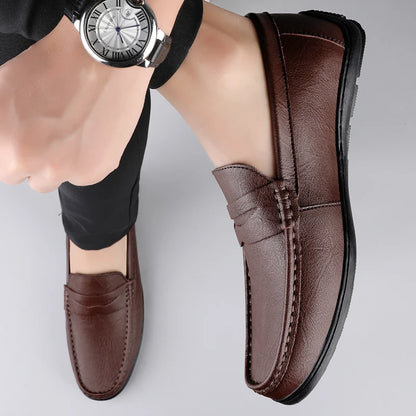Luxury Genuine Leather Men Casual Shoes Breathable Formal Dress Loafers  SlipOn Boat Shoes For Styl 3