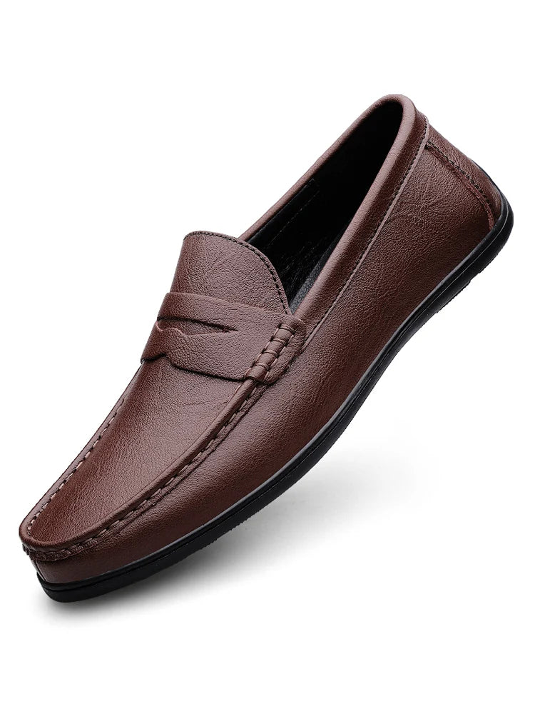 Luxury Genuine Leather Men Casual Shoes Breathable Formal Dress Loafers  SlipOn Boat Shoes For Styl 7