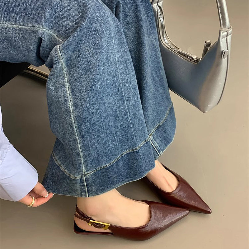 Chic Summer Pointed Toe Women Sandals Fashion Slingback Mules For Elegant Ladies With Low Heels 1