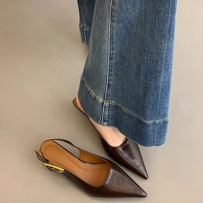 Chic Summer Pointed Toe Women Sandals Fashion Slingback Mules For Elegant Ladies With Low Heels 2