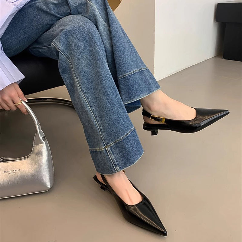Chic Summer Pointed Toe Women Sandals Fashion Slingback Mules For Elegant Ladies With Low Heels 3