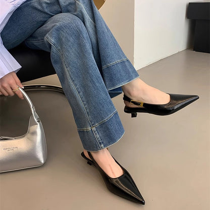 Chic Summer Pointed Toe Women Sandals Fashion Slingback Mules For Elegant Ladies With Low Heels 3