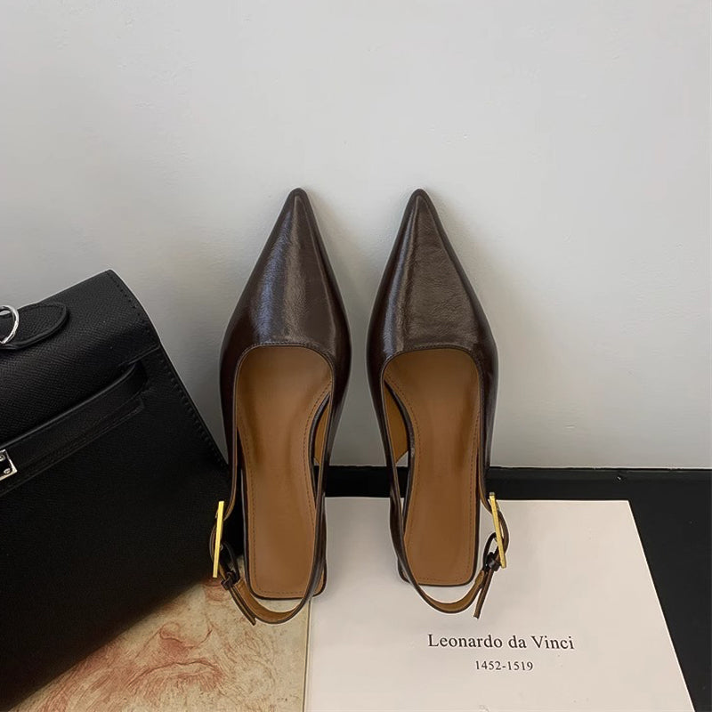 Chic Summer Pointed Toe Women Sandals Fashion Slingback Mules For Elegant Ladies With Low Heels 5