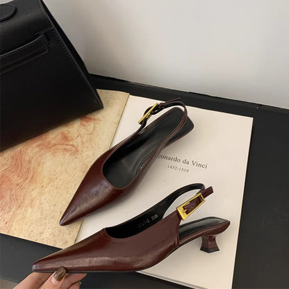Chic Summer Pointed Toe Women Sandals Fashion Slingback Mules For Elegant Ladies With Low Heels 6