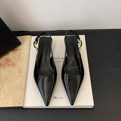 Chic Summer Pointed Toe Women Sandals Fashion Slingback Mules For Elegant Ladies With Low Heels 7