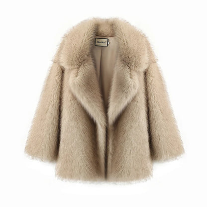 Gradient Fur Coat, Neo Mint Color, Thick Warm Winter Jacket, Faux Fox Fur Outerwear for Women