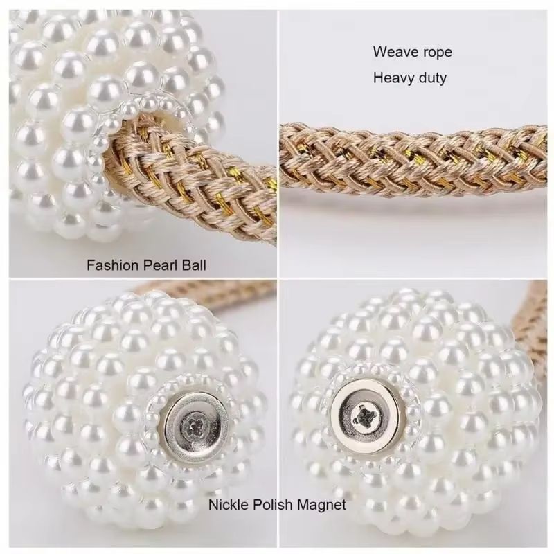 LuxePearl Magnetic Curtain Tieback Clips  Elegant Pearl Curtain Holders 12PCS Set 4