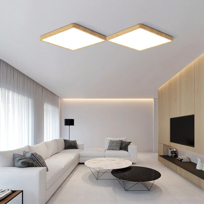 Smart Ceiling Lamp Wood Grain Square Design Alexa And Google Home Voice Control Modern LED Ceiling  4