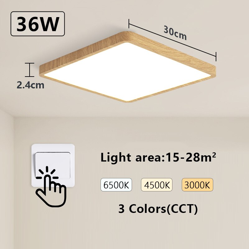 Smart Ceiling Lamp Wood Grain Square Design Alexa And Google Home Voice Control Modern LED Ceiling  7