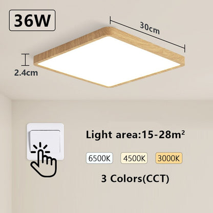 Smart Ceiling Lamp Wood Grain Square Design Alexa And Google Home Voice Control Modern LED Ceiling  7