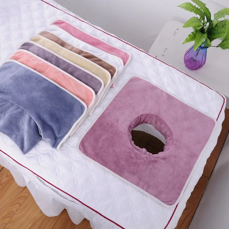 SPA Massage Bedspread Towel, Velvet Thickened Beauty Massage Table, Face Towel with Breath Hole