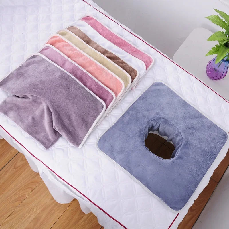 SPA Massage Bedspread Towel, Velvet Thickened Beauty Massage Table, Face Towel with Breath Hole