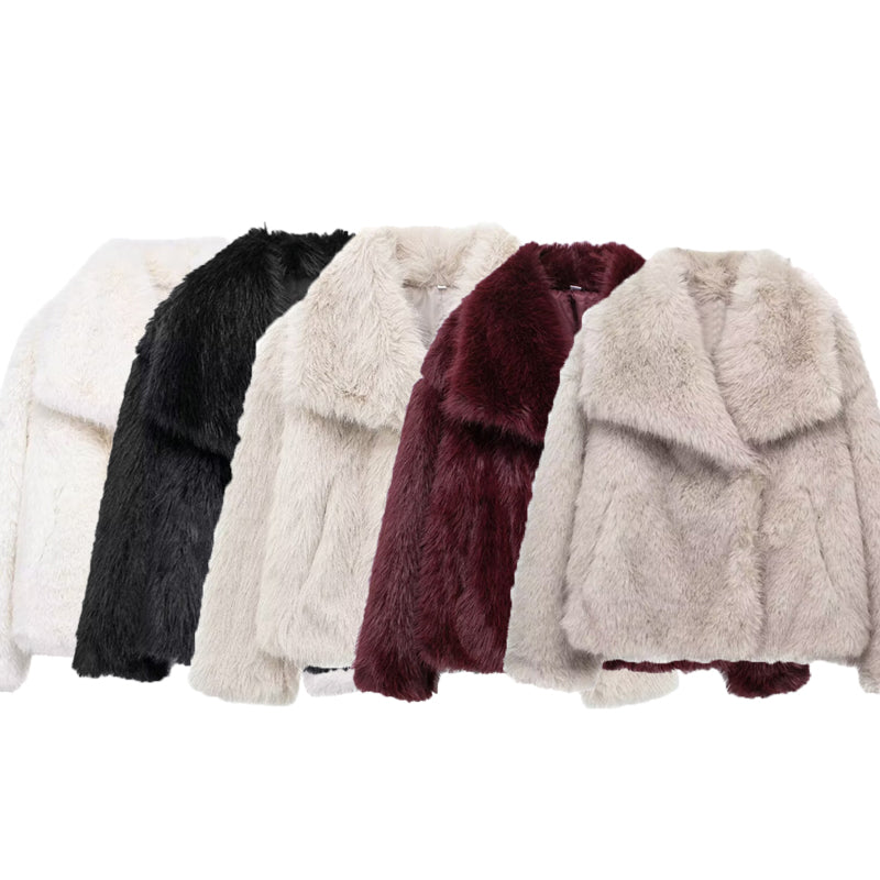 Luxurious Winter Faux Fur Coat For Women Plush Fluffy Jacket Warm Autumn Outerwear In Red Gray Blac 3