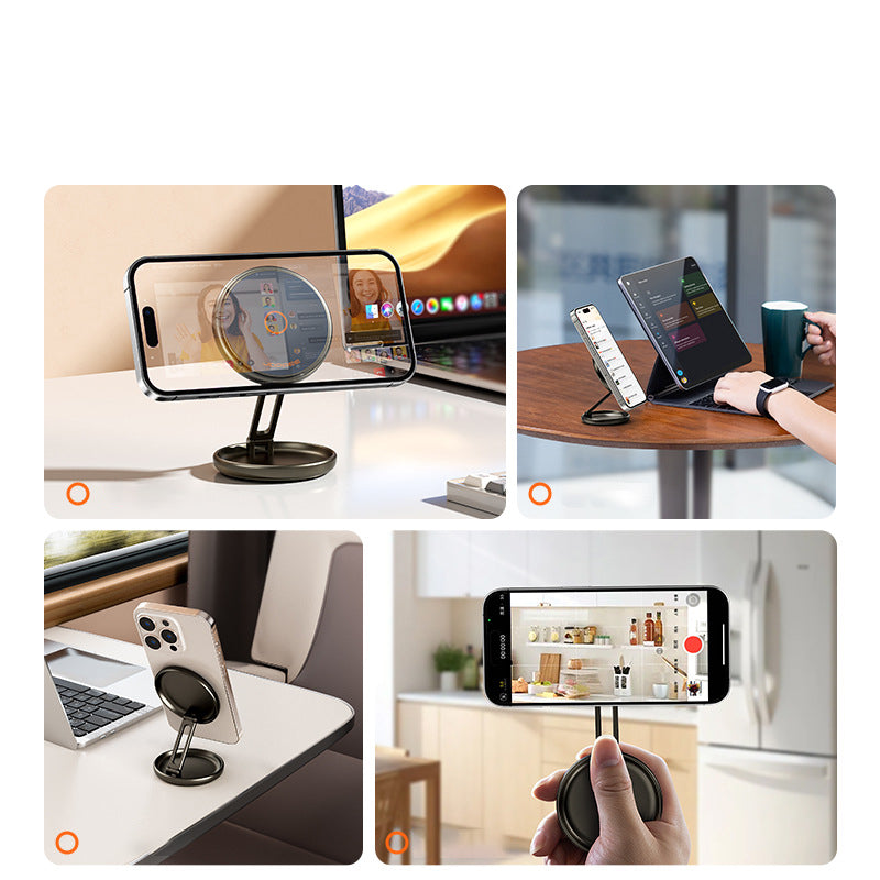 Portable Magnetic Phone Stand, Universal Foldable Mini Holder, Compact Desktop Mount for Travel Selfies, Office, use.