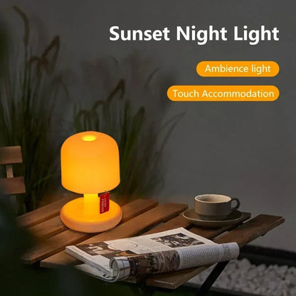 Creative Mushroom Style Night Light, USB Rechargeable, Mini Sunset Lamp for Desktop, Coffee Bar, Home Decor