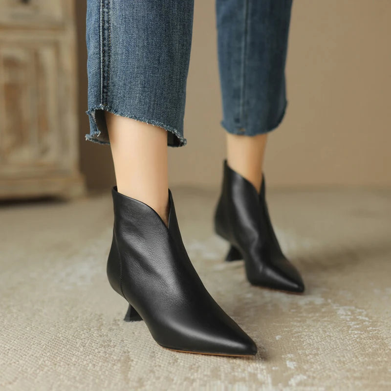 Stylish Autumn Winter Pointed Toe Women Ankle Boots Fashion Vintage Short Booties With Square Heels 5