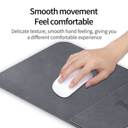Wireless Charging Leather Mouse Pad, Three-Fold Design, Portable & Durable Multi-Device Charging Mat.