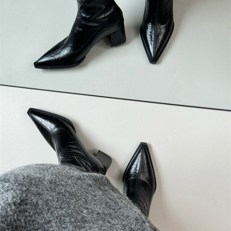 Elegant High Heel Pointed Toe Women Ankle Boots Slim Short Booties For Autumn  Winter Ladies 4