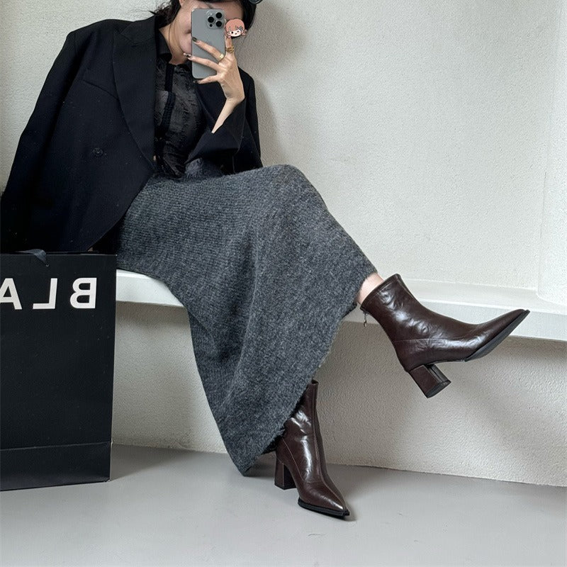 Elegant High Heel Pointed Toe Women Ankle Boots Slim Short Booties For Autumn  Winter Ladies 3