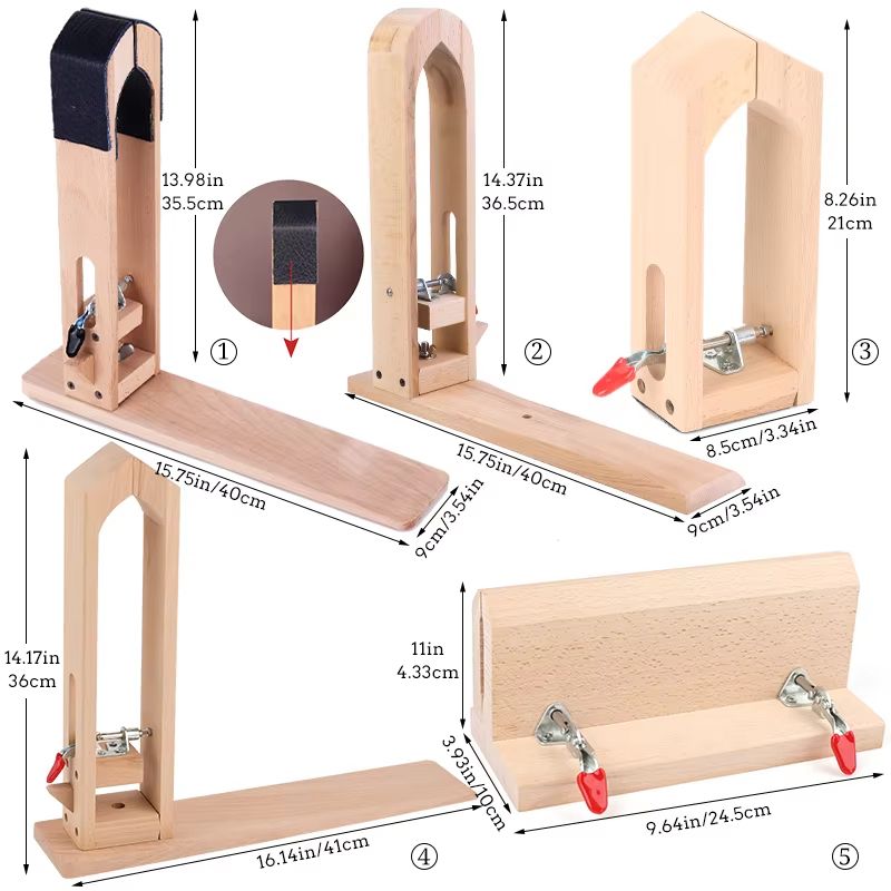 MIUSIE Wooden Leather Stitching Clamp  HandStitched Sewing Tool For DIY Leather Craft 1