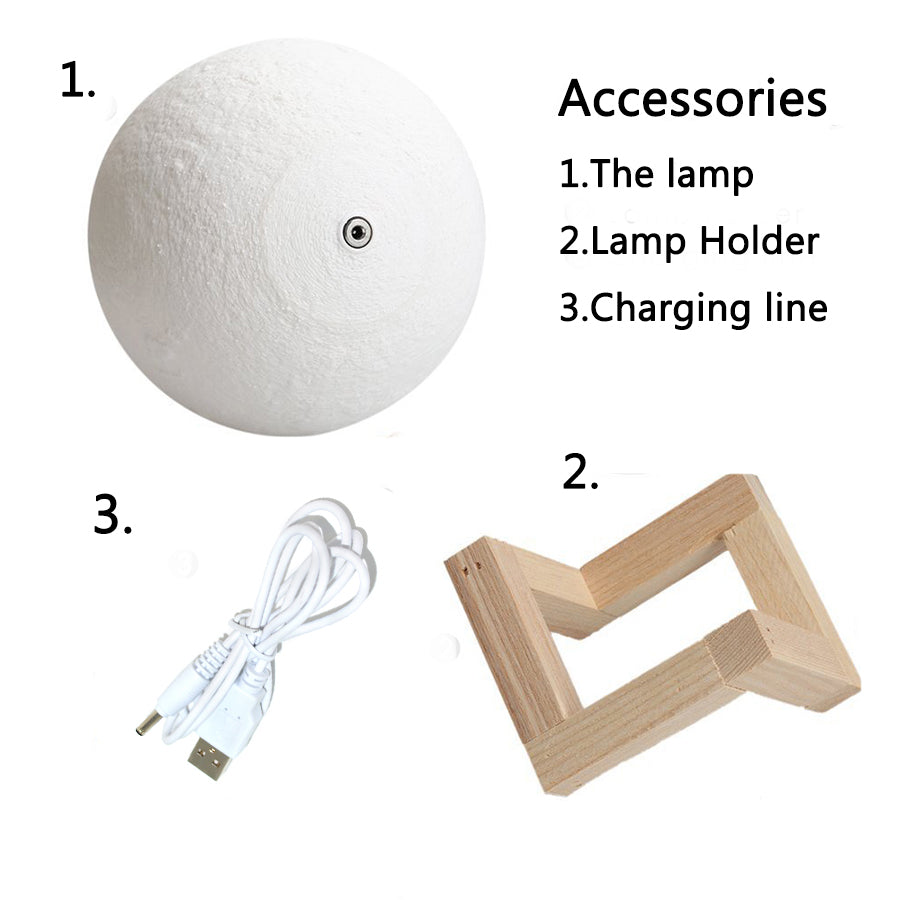 Printed Star Moon Light, Rechargeable Touch Night Lamp, Colorful USB LED Light, Creative Home Decor Gift