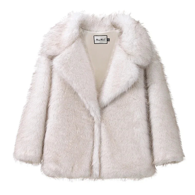 Luxury Winter Faux Fur Coat For Women Fluffy Fox Fur Overcoat Fashion Outerwear Street Style Warm J 5