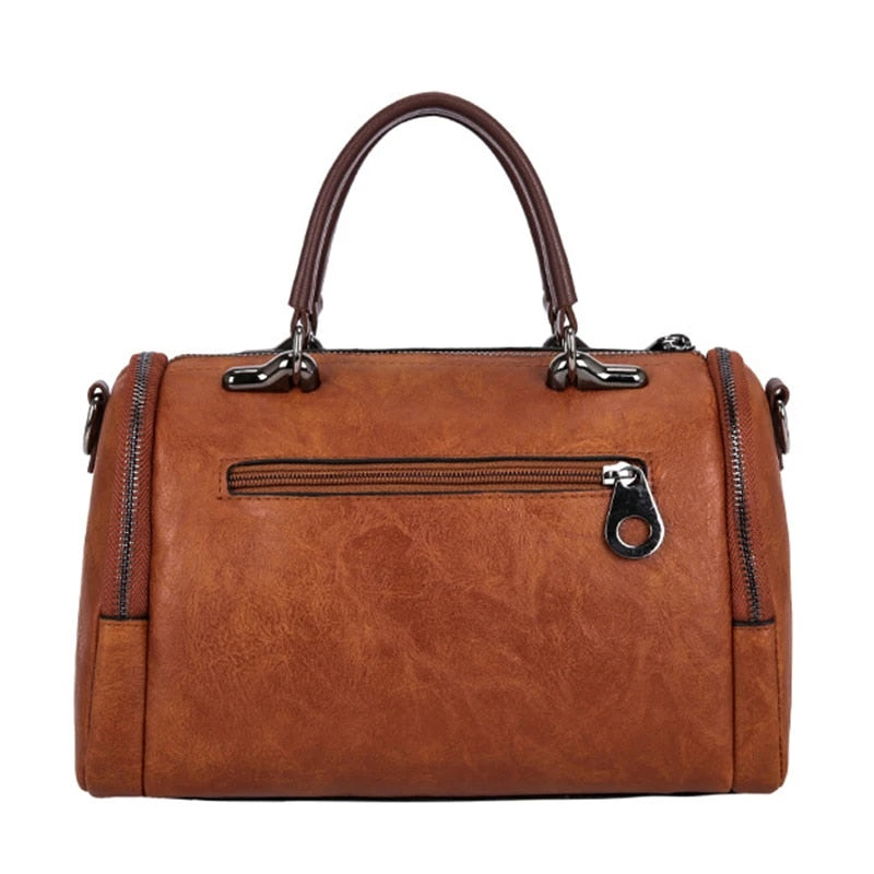 Tassel Decor Women's Large Capacity Shoulder Bag Fashion Zipper Crossbody Bag With Removable Strap Boston Handbag.