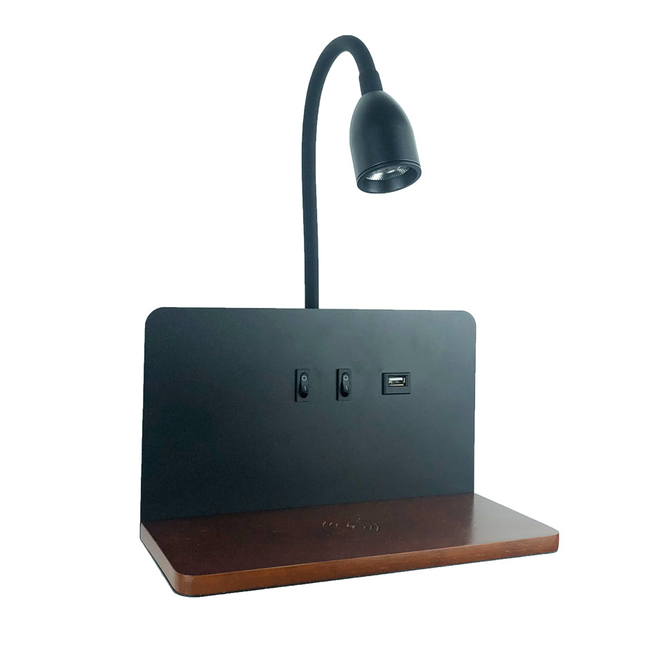 Modern LED Wall Lamp With Wireless Charging USB Interface 360 Rotatable Bedside Night Light With Sw 5