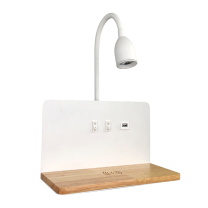 Modern LED Wall Lamp With Wireless Charging USB Interface 360 Rotatable Bedside Night Light With Sw 6