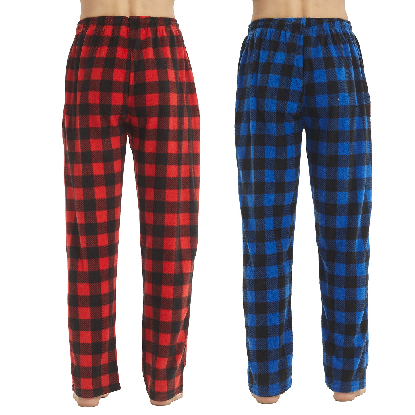 Men's Fleece Pajama Pants, 2 Pack Plaid Sleep Pants, with Pockets, Soft Warm Loungewear