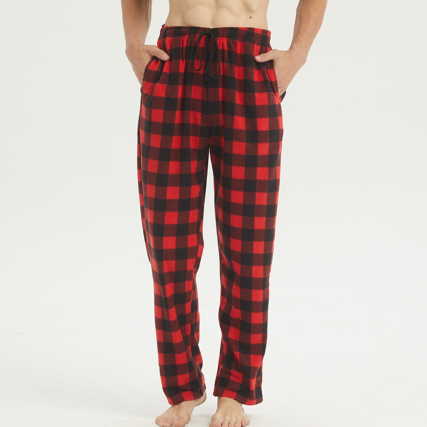 Men's Fleece Pajama Pants, 2 Pack Plaid Sleep Pants, with Pockets, Soft Warm Loungewear