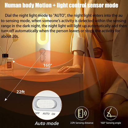 LED Light Portable Flashlight And Motion Sensor Bedside Lamp For Reading Baby Feeding Camping Eye C