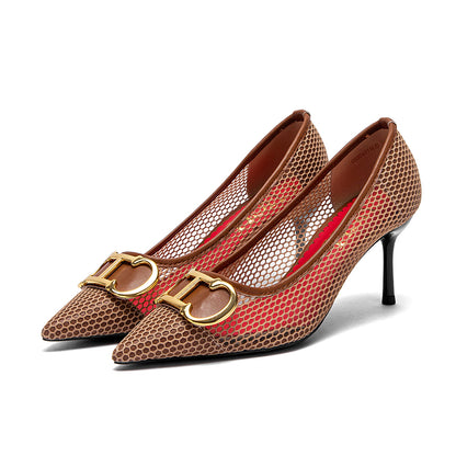 Spring Womens High Heels New Hollow Red Business  Evening Shoes For Stylish Professional Women 6