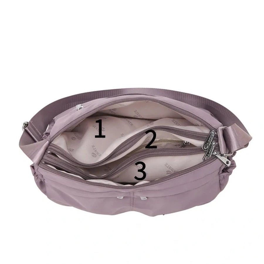 Multi-Pocket Waterproof Nylon Handbag, Women's Large Capacity Crossbody Shoulder Tote, Detachable Strap Shoulder Bag for