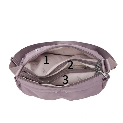 Multi-Pocket Waterproof Nylon Handbag, Women's Large Capacity Crossbody Shoulder Tote, Detachable Strap Shoulder Bag for