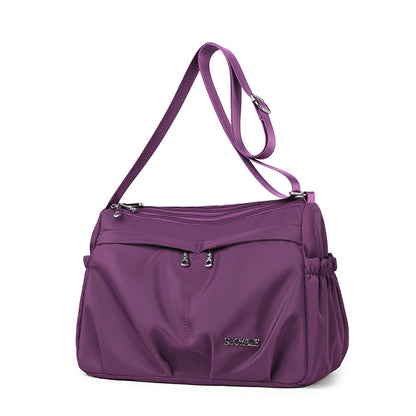 Multi-Pocket Waterproof Nylon Handbag, Women's Large Capacity Crossbody Shoulder Tote, Detachable Strap Shoulder Bag for