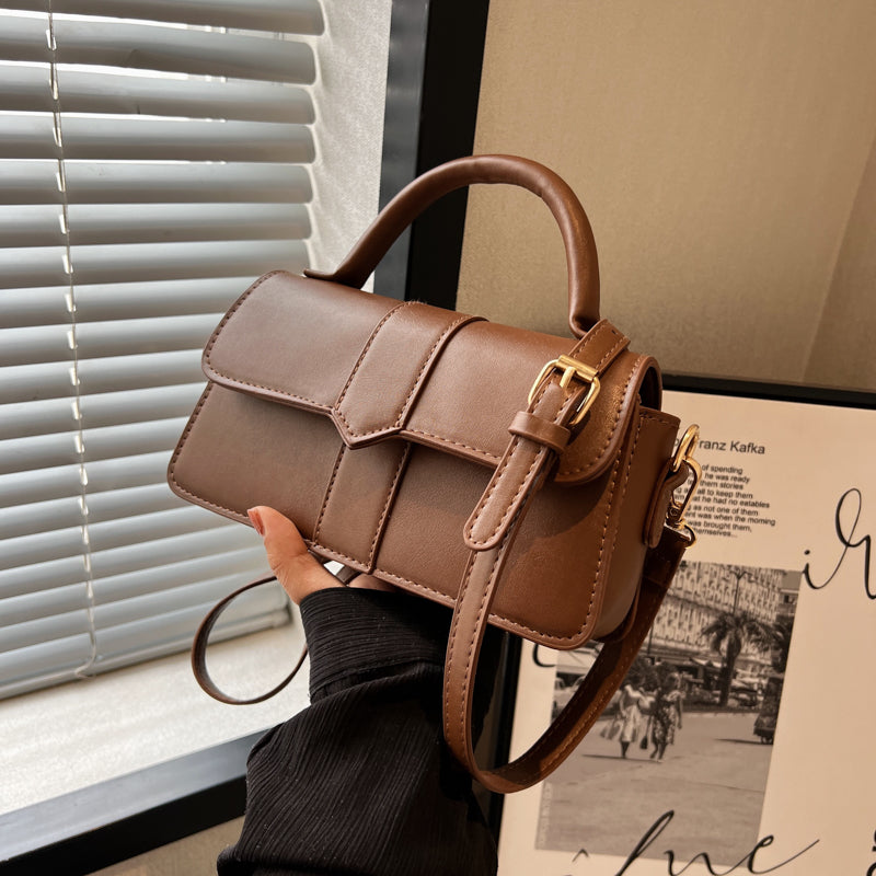 Fashion PU Leather Handbag for Women, Vintage Square Shoulder Bag, Crossbody Underarm Satchel