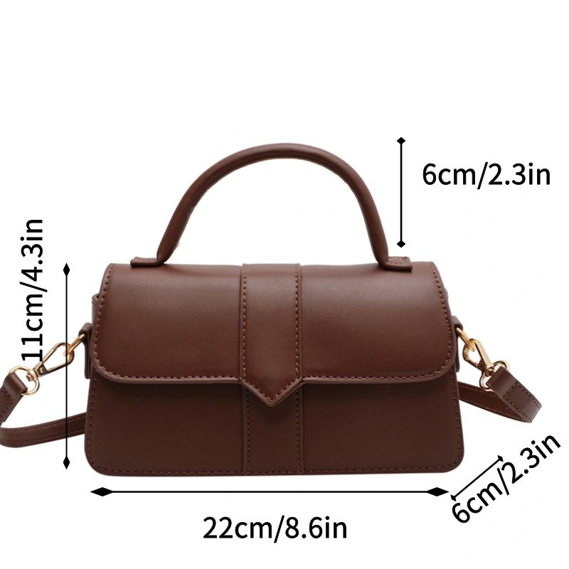 Fashion PU Leather Handbag for Women, Vintage Square Shoulder Bag, Crossbody Underarm Satchel