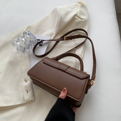 Fashion PU Leather Handbag for Women, Vintage Square Shoulder Bag, Crossbody Underarm Satchel