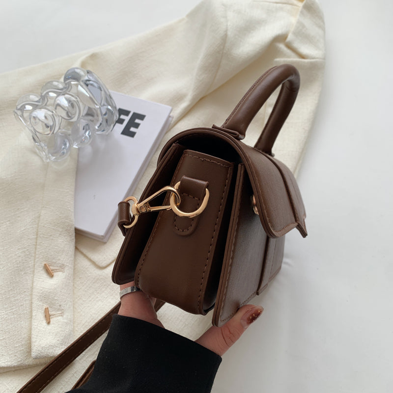 Fashion PU Leather Handbag for Women, Vintage Square Shoulder Bag, Crossbody Underarm Satchel