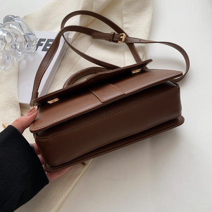 Fashion PU Leather Handbag for Women, Vintage Square Shoulder Bag, Crossbody Underarm Satchel