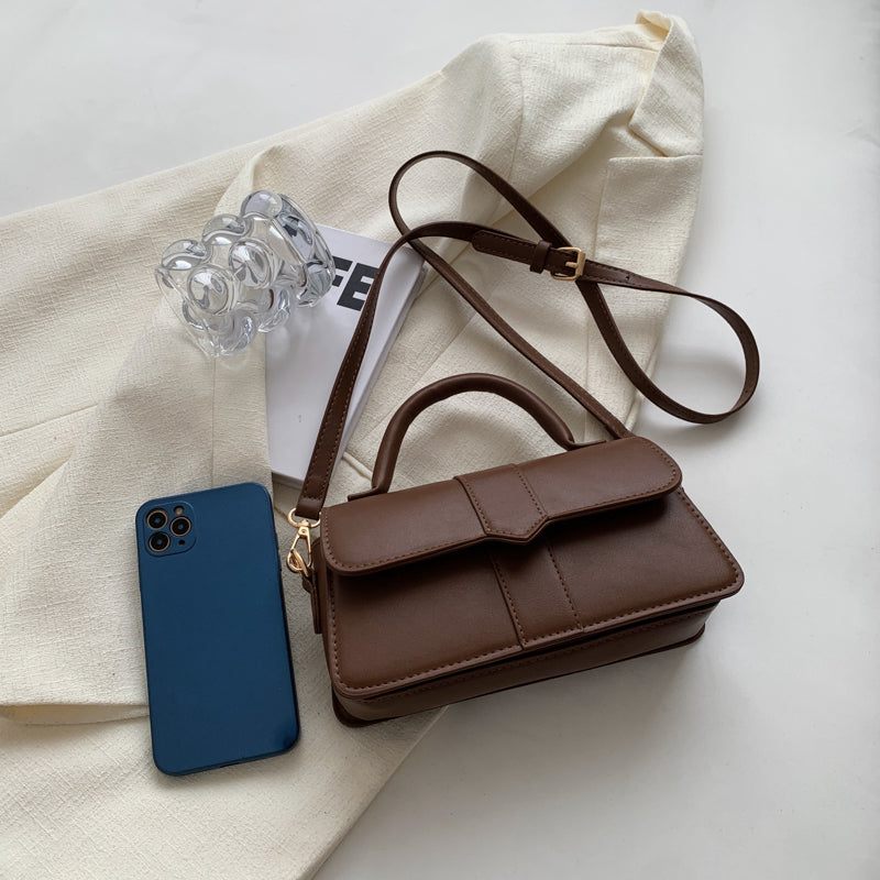 Fashion PU Leather Handbag for Women, Vintage Square Shoulder Bag, Crossbody Underarm Satchel