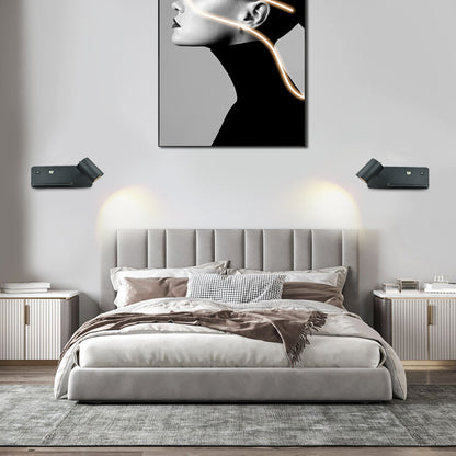 LED Wall Sconce, with USB and Wireless Charging, Modern Indoor Wall Lamp for Bedroom, Bed side Lighting