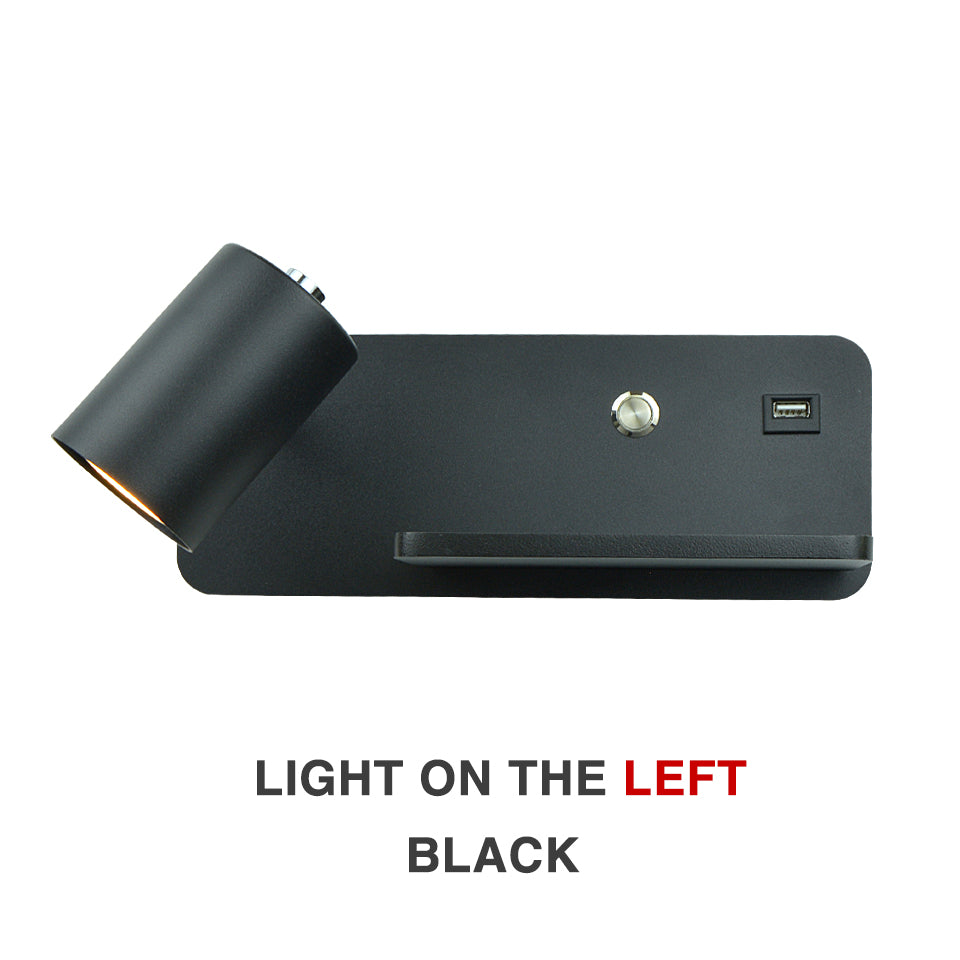 LED Wall Sconce, with USB and Wireless Charging, Modern Indoor Wall Lamp for Bedroom, Bed side Lighting