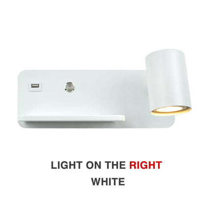 LED Wall Sconce, with USB and Wireless Charging, Modern Indoor Wall Lamp for Bedroom, Bed side Lighting