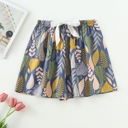Women's Floral Print Pajama Pants, Loose Fit Viscose Loungewear, Anti Mosquito Wide Leg Pants for Summer and Autumn